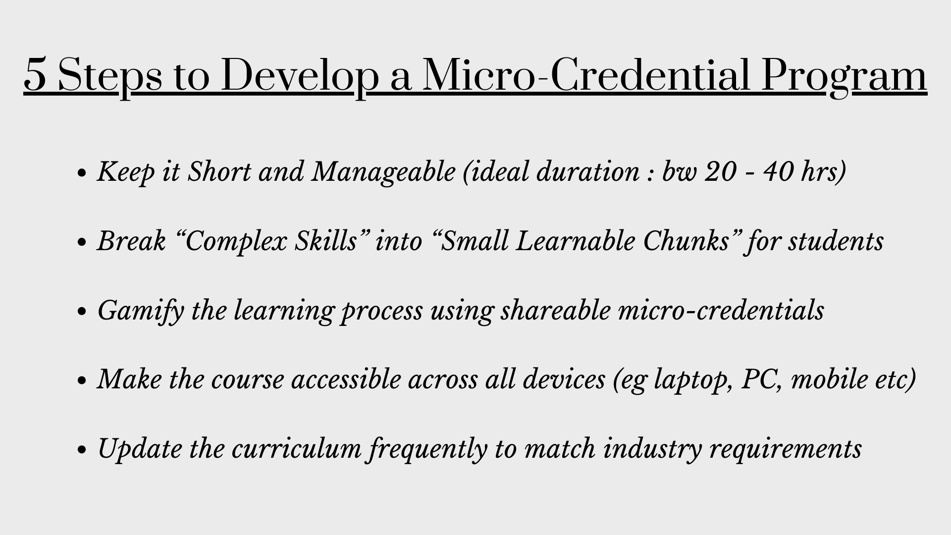 5 Steps To Develop a Micro-Credential Program