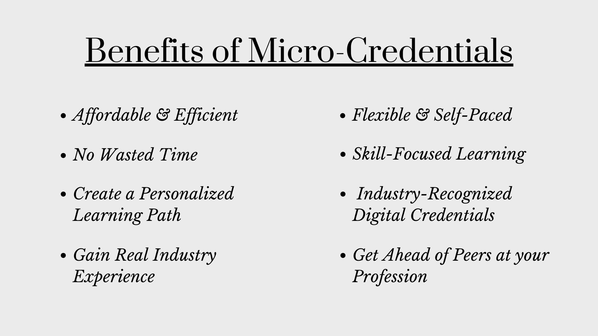 Benefits of Micro-Credentials